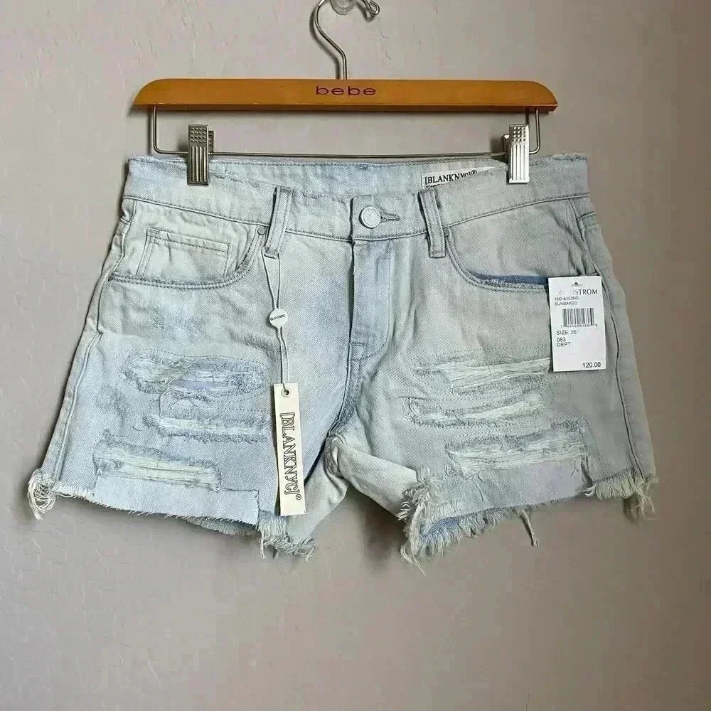Blank NYC Tomboy Distressed Denim Shorts Size 26‎